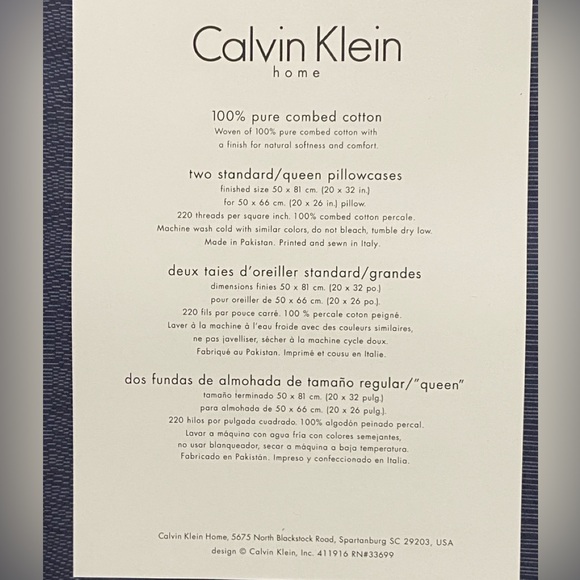 Calvin Klein Bamboo Flower Rhythmic Stripe Hyacinth Pair of Standard Pillowcases - Picture 7 of 7